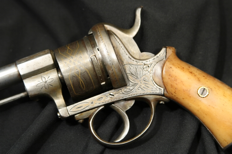 Lefaucheux Pinfire 12mm Engraved And Gold Inlaid Double Action Revolver For Sale At Gunauction 4798